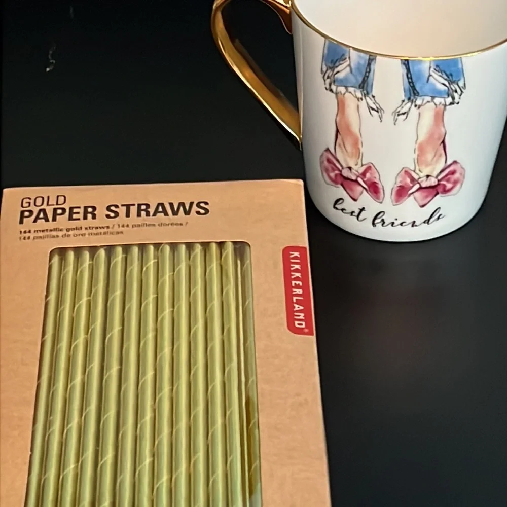 gold paper straws 144 units-NIB